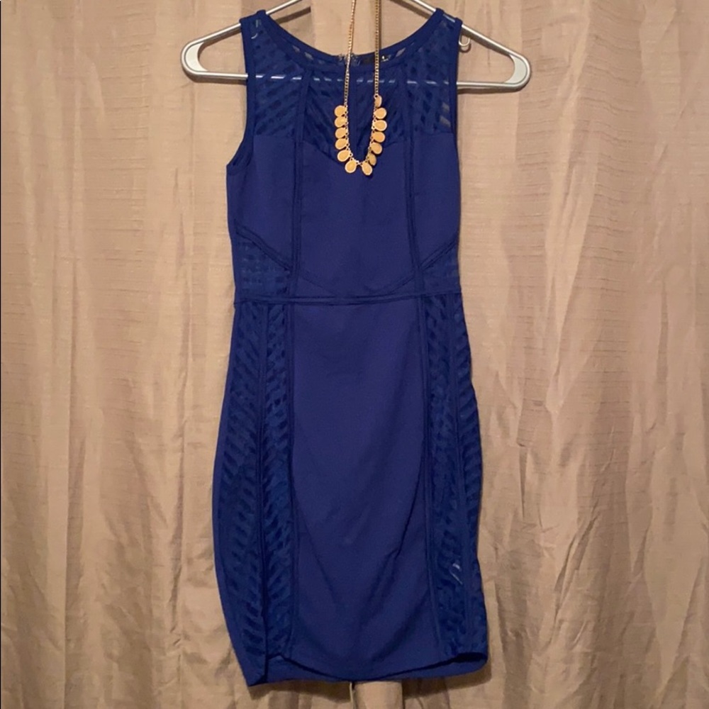 Blue mini dress.